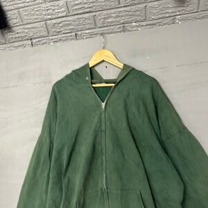 Vintage Style Forest Green Full Zip Hoodie Oversized Relaxed Fit Sweatshirt